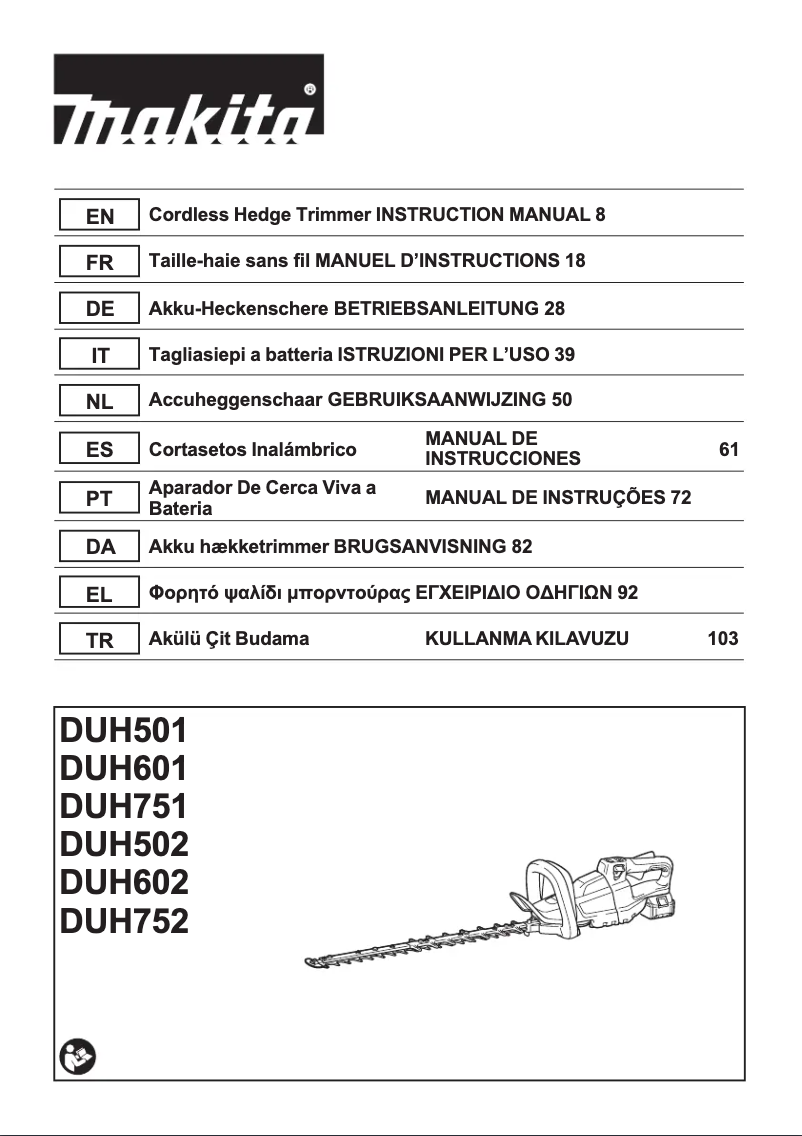 Page 1 de la notice Manuel utilisateur Makita DUH601