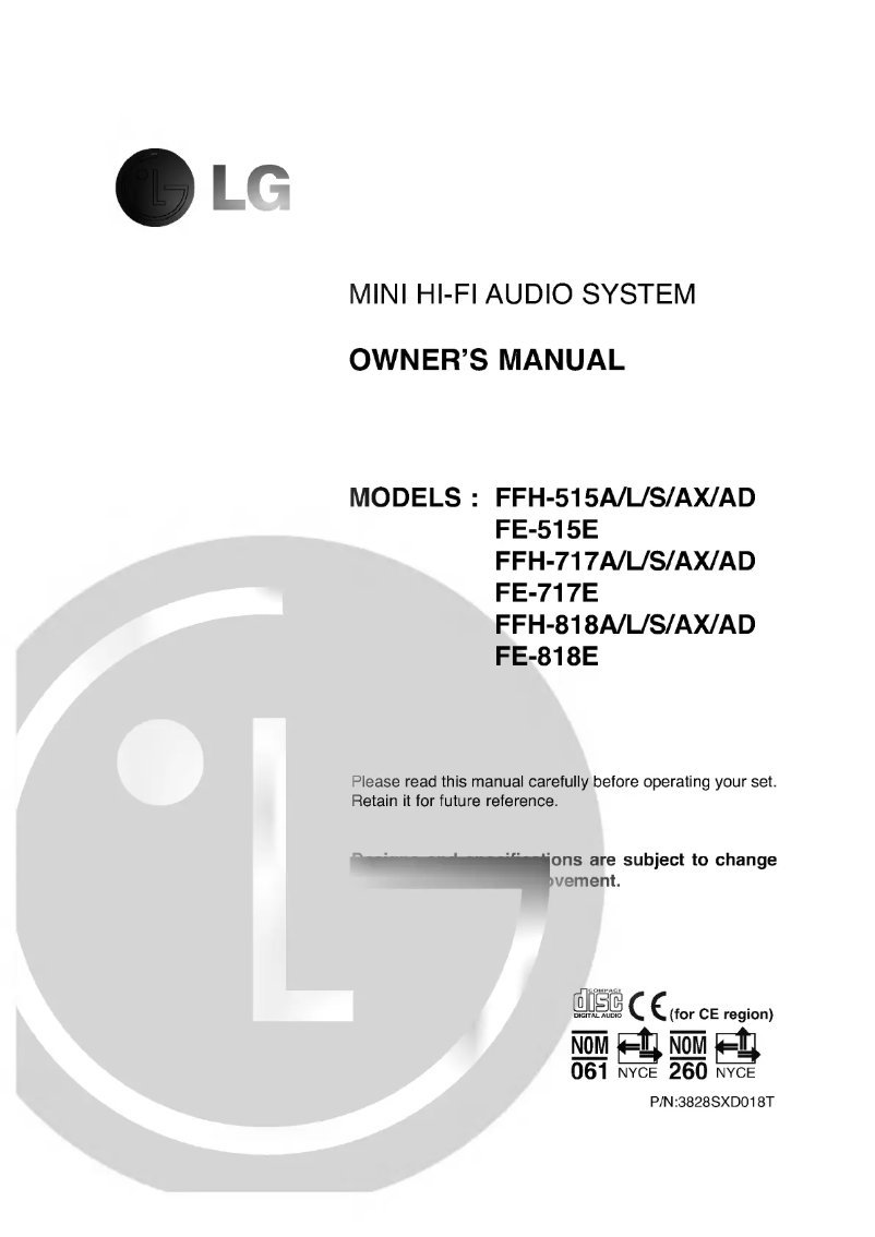 Page 1 de la notice Manuel utilisateur LG FFH-515AX