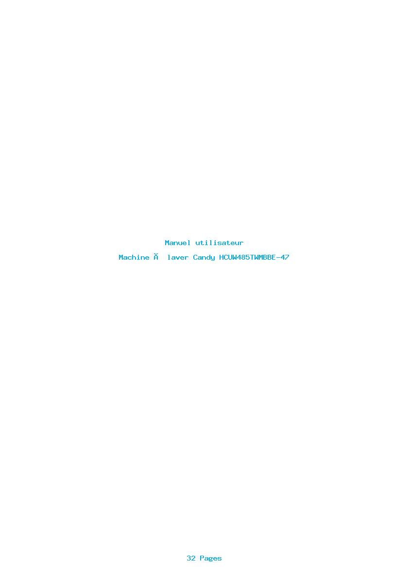 Page 1 de la notice Manuel utilisateur Candy HCUW485TWMBBE-47