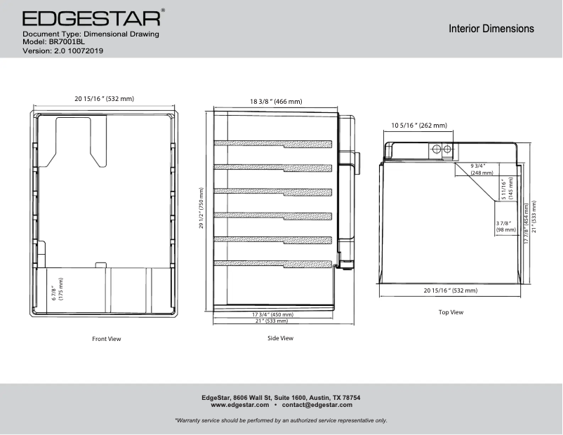 Page 1 de la notice Fiche technique EdgeStar BR7001BL