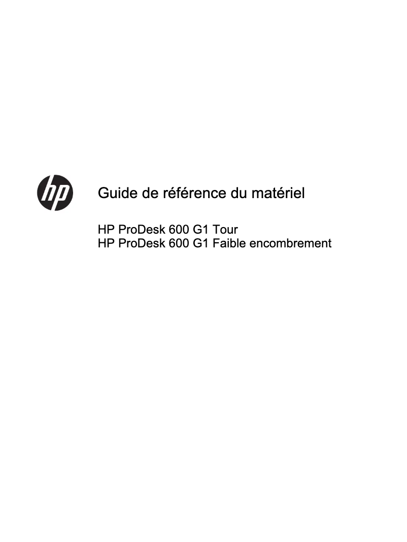 Page 1 de la notice Manuel utilisateur HP ProDesk 600 G1