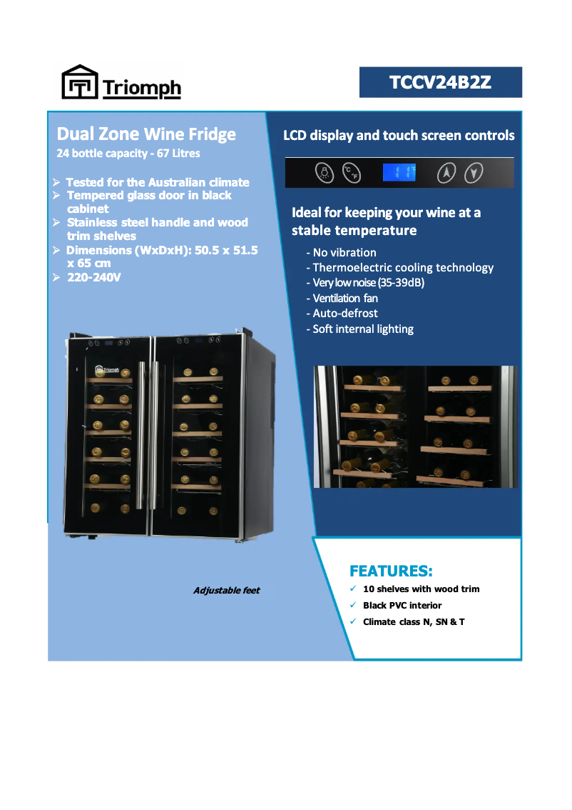 Página 1 del manual Ficha técnica Triomph TCCV24B2Z