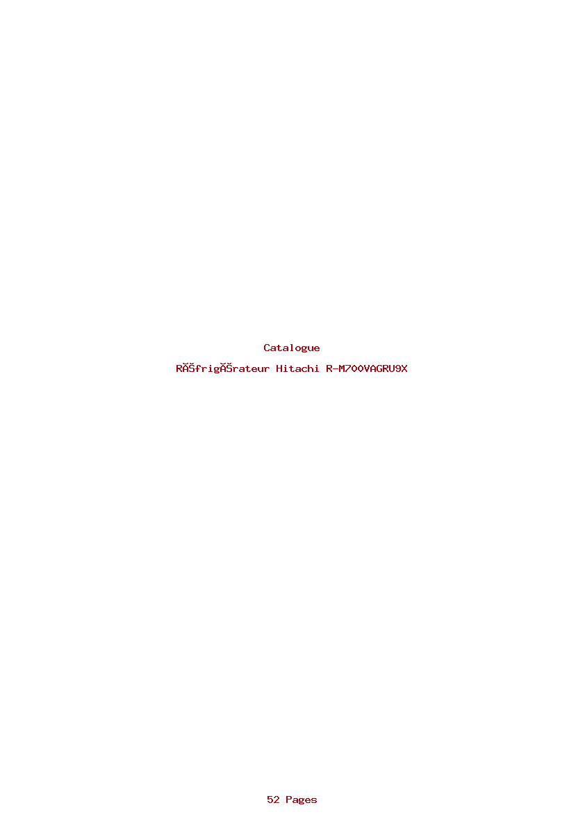 Page 1 de la notice Catalogue Hitachi R-M700VAGRU9X