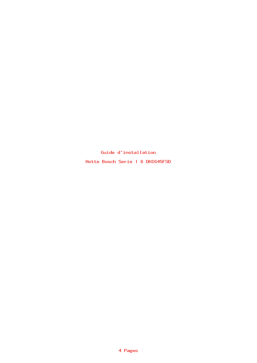 Page 1 de la notice Guide d'installation Bosch Serie | 6 DHI645FSD
