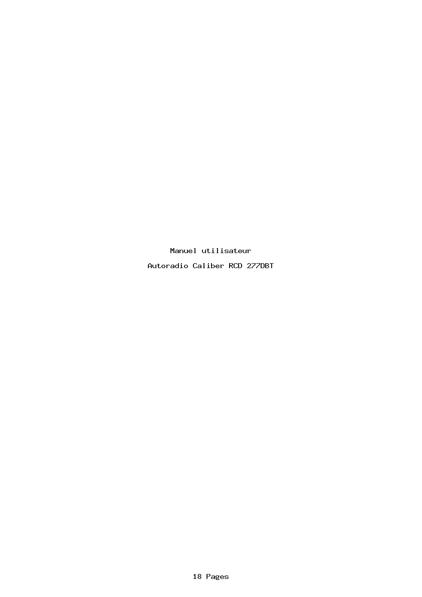 Page 1 de la notice Manuel utilisateur Caliber RCD 277DBT