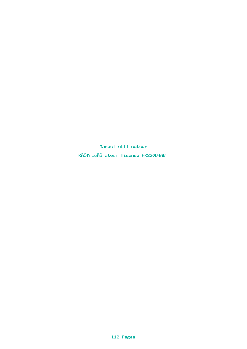 Page 1 de la notice Manuel utilisateur Hisense RR220D4ABF