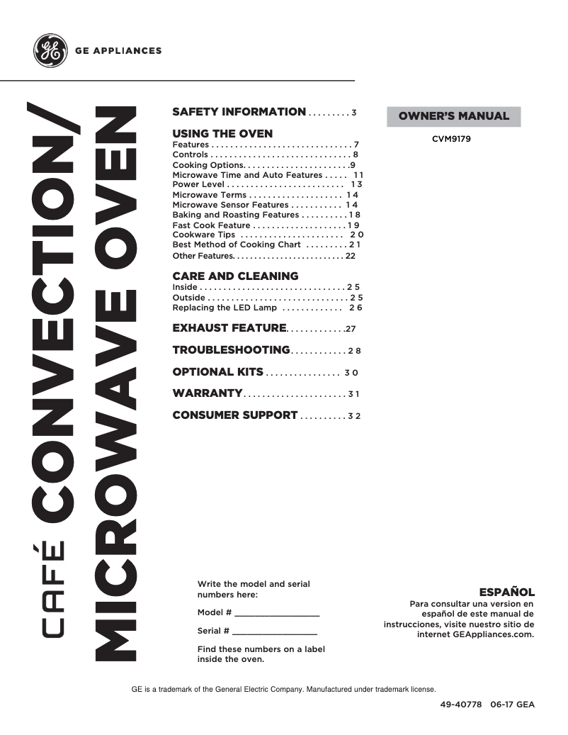 Página 1 del manual Manual de uso y mantenimiento GE Café CVM9179SLSS