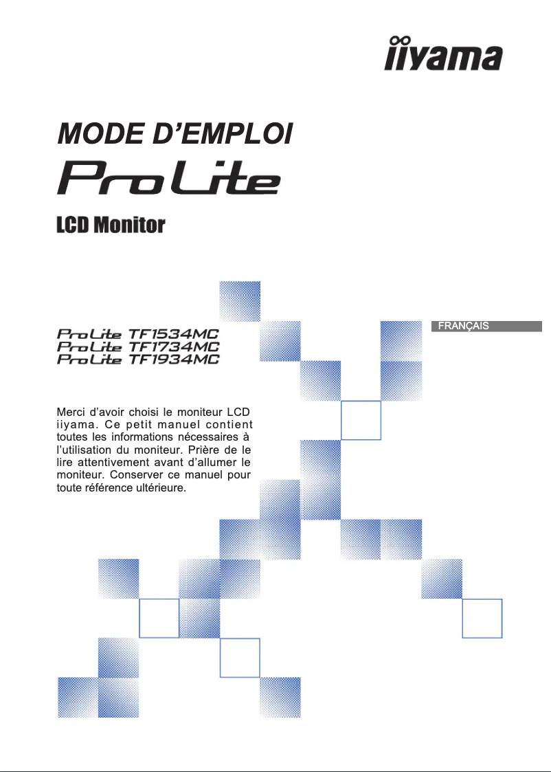 Page 1 de la notice Manuel utilisateur Iiyama ProLite TF1734MC