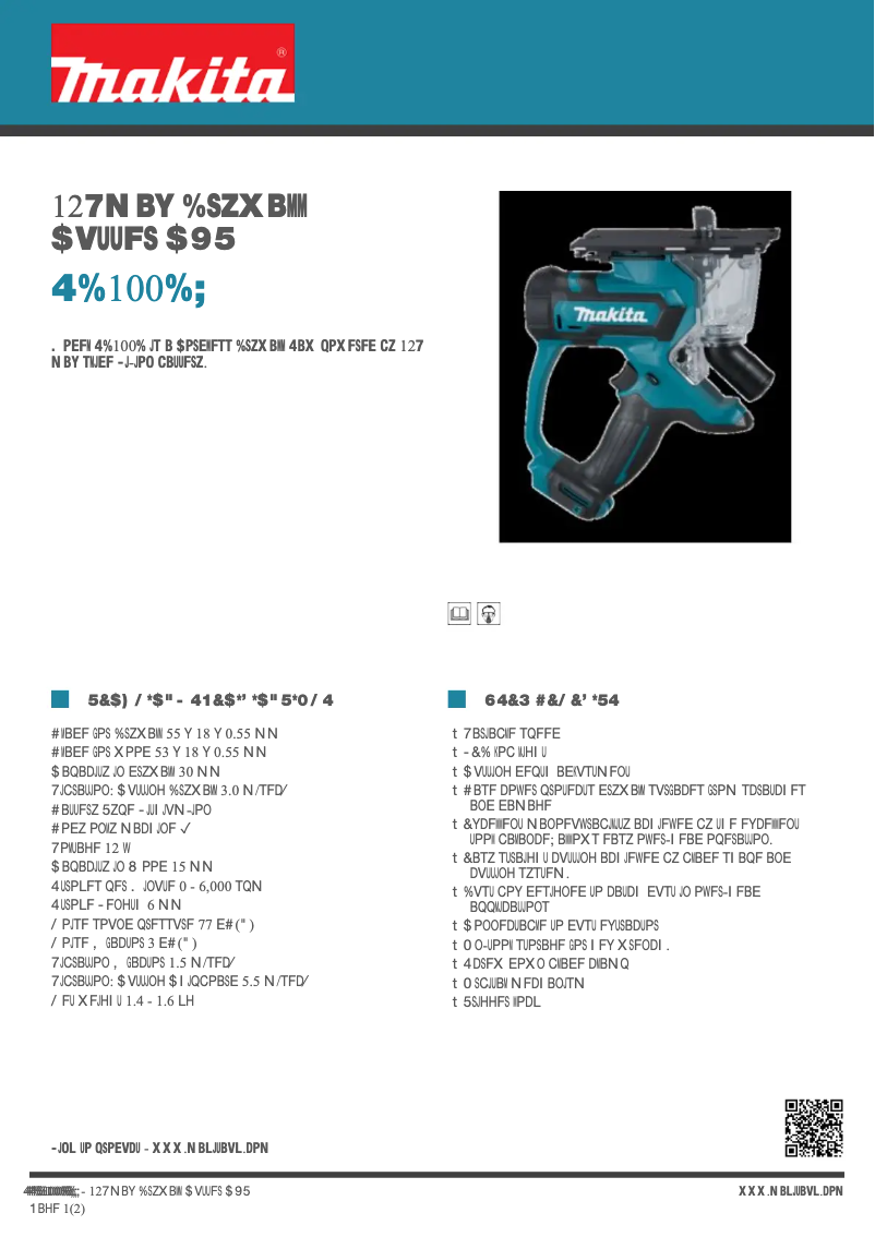 Page 1 de la notice Fiche technique Makita SD100DZ