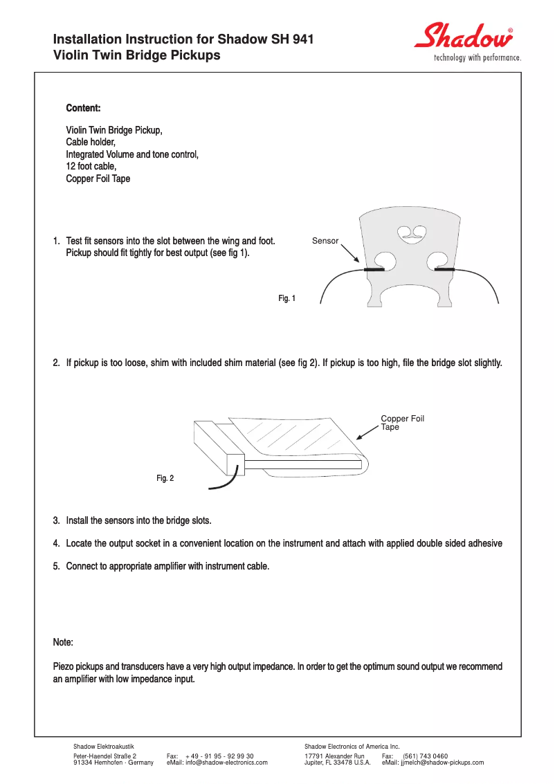 Page 1 de la notice Manuel utilisateur Shadow SH 941