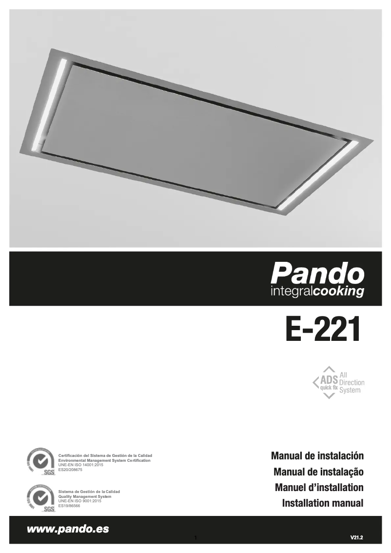 Page 1 de la notice Manuel utilisateur Pando E-221