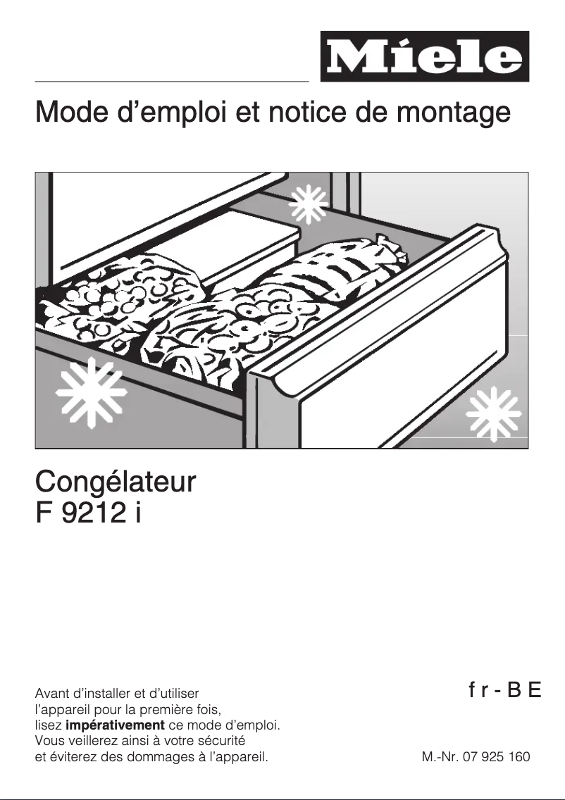 Page 1 de la notice Manuel utilisateur Miele F 9212 I