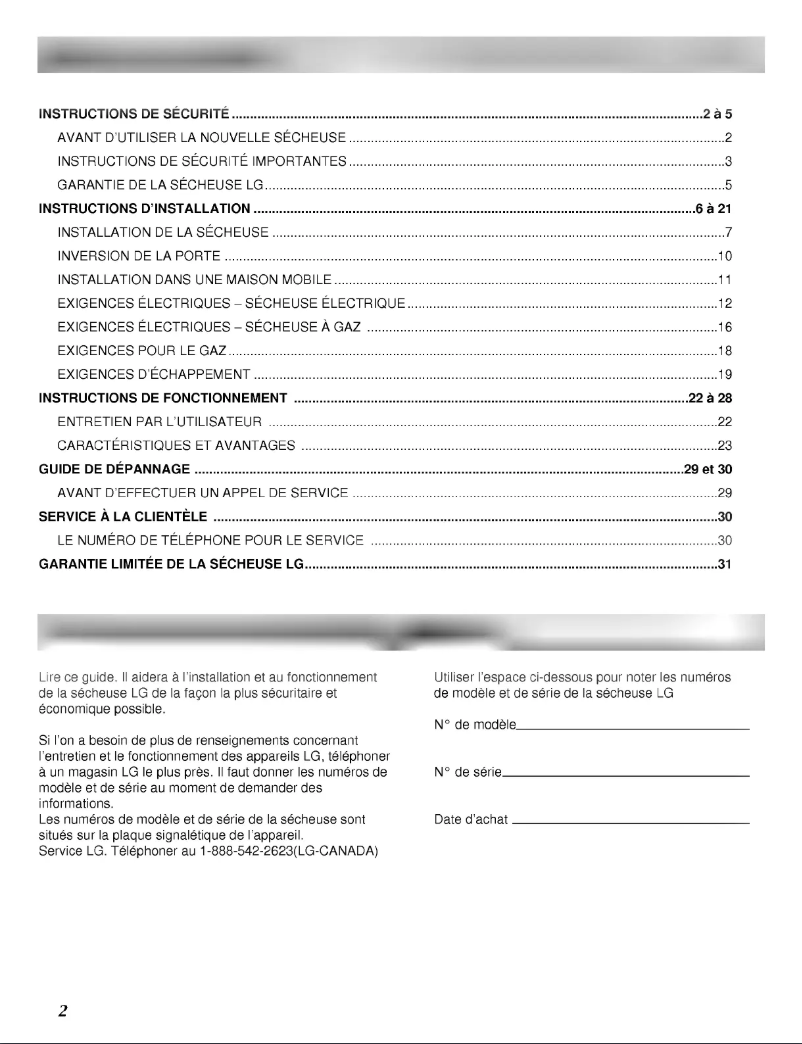 Page 1 de la notice Manuel utilisateur LG TD-V10030E