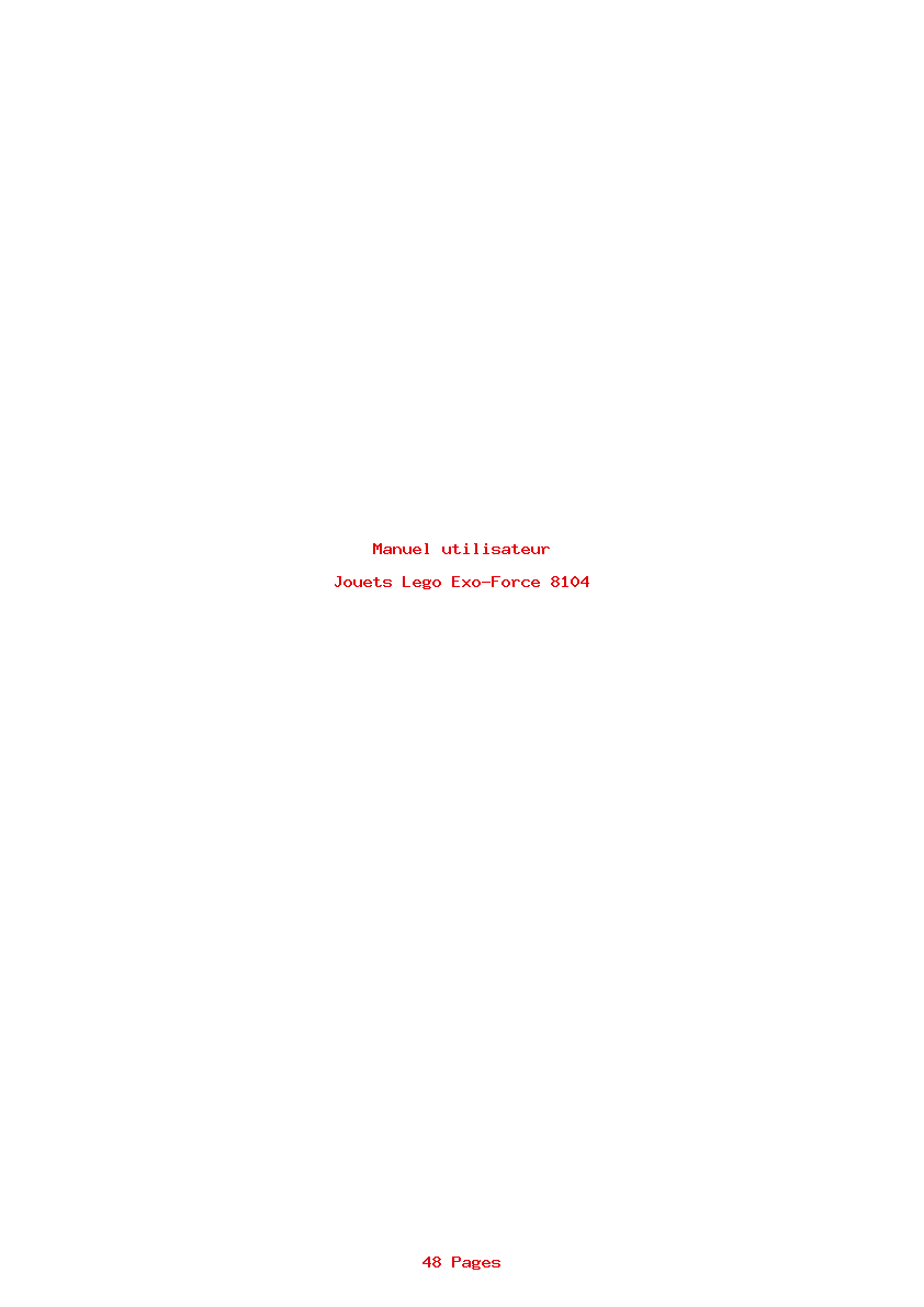 Page 1 de la notice Manuel utilisateur Lego Exo-Force 8104