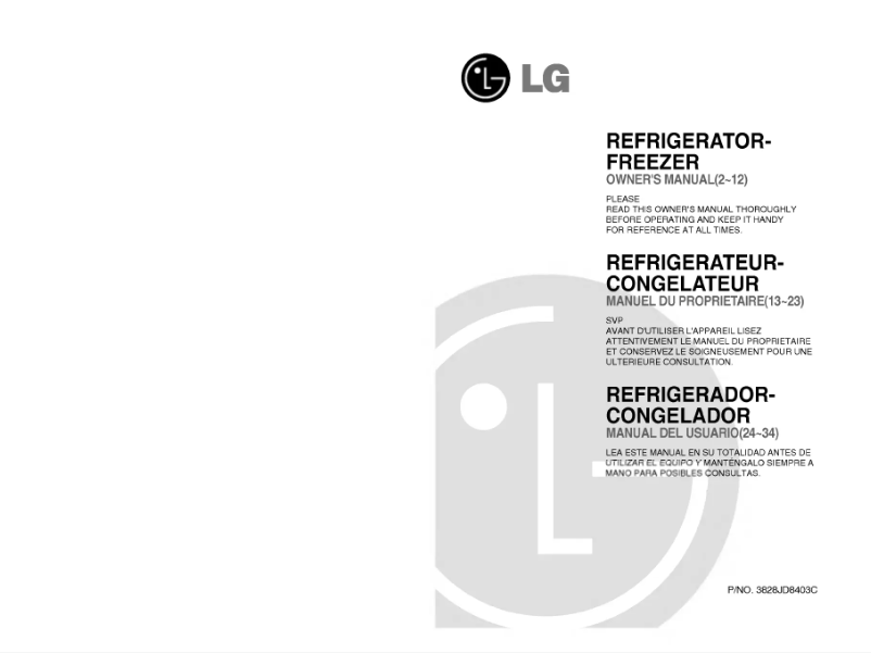 Page n°1 - Manuel utilisateur LG GR-S462QVC