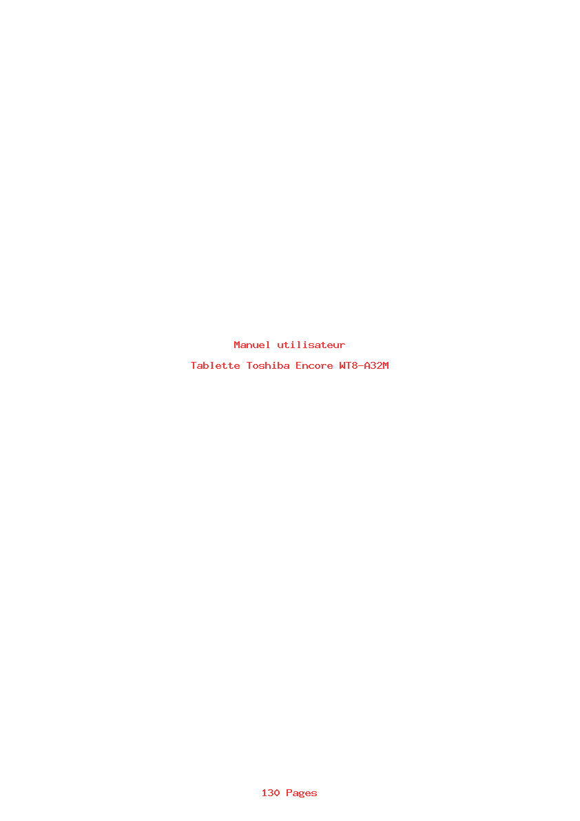 Page 1 de la notice Manuel utilisateur Toshiba Encore WT8-A32M