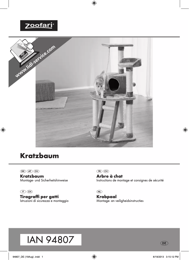Page 1 de la notice Manuel utilisateur Zoofari IAN 94807