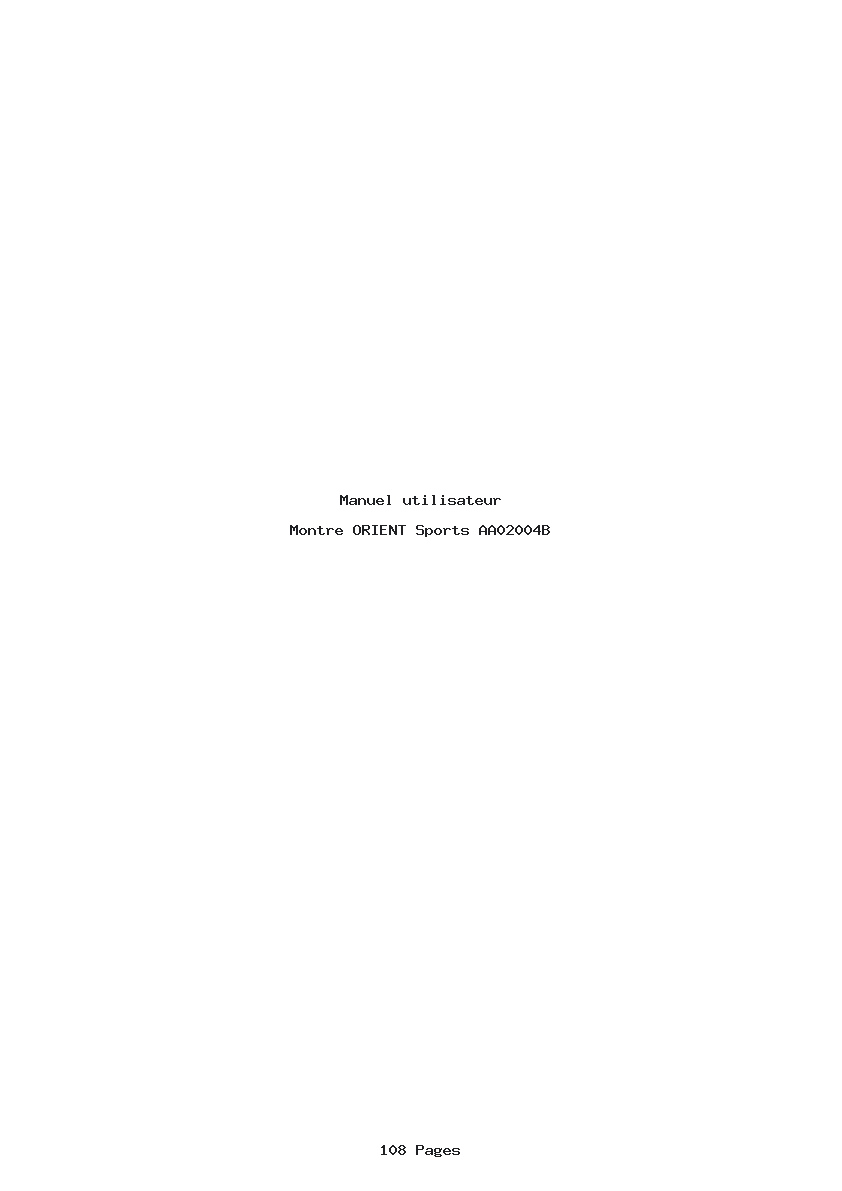 Page 1 de la notice Manuel utilisateur ORIENT Sports AA02004B