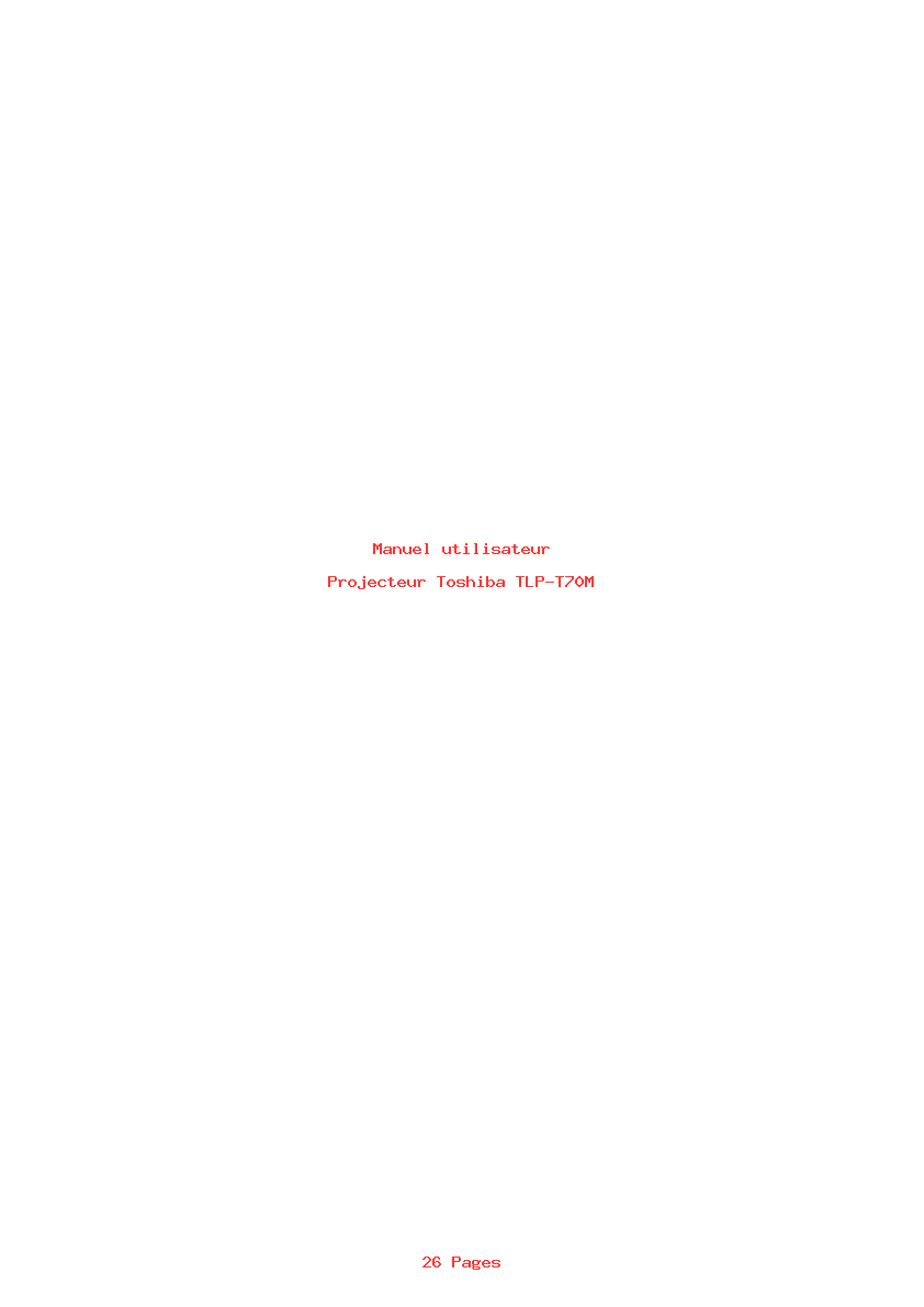 Page 1 de la notice Manuel utilisateur Toshiba TLP-T70M