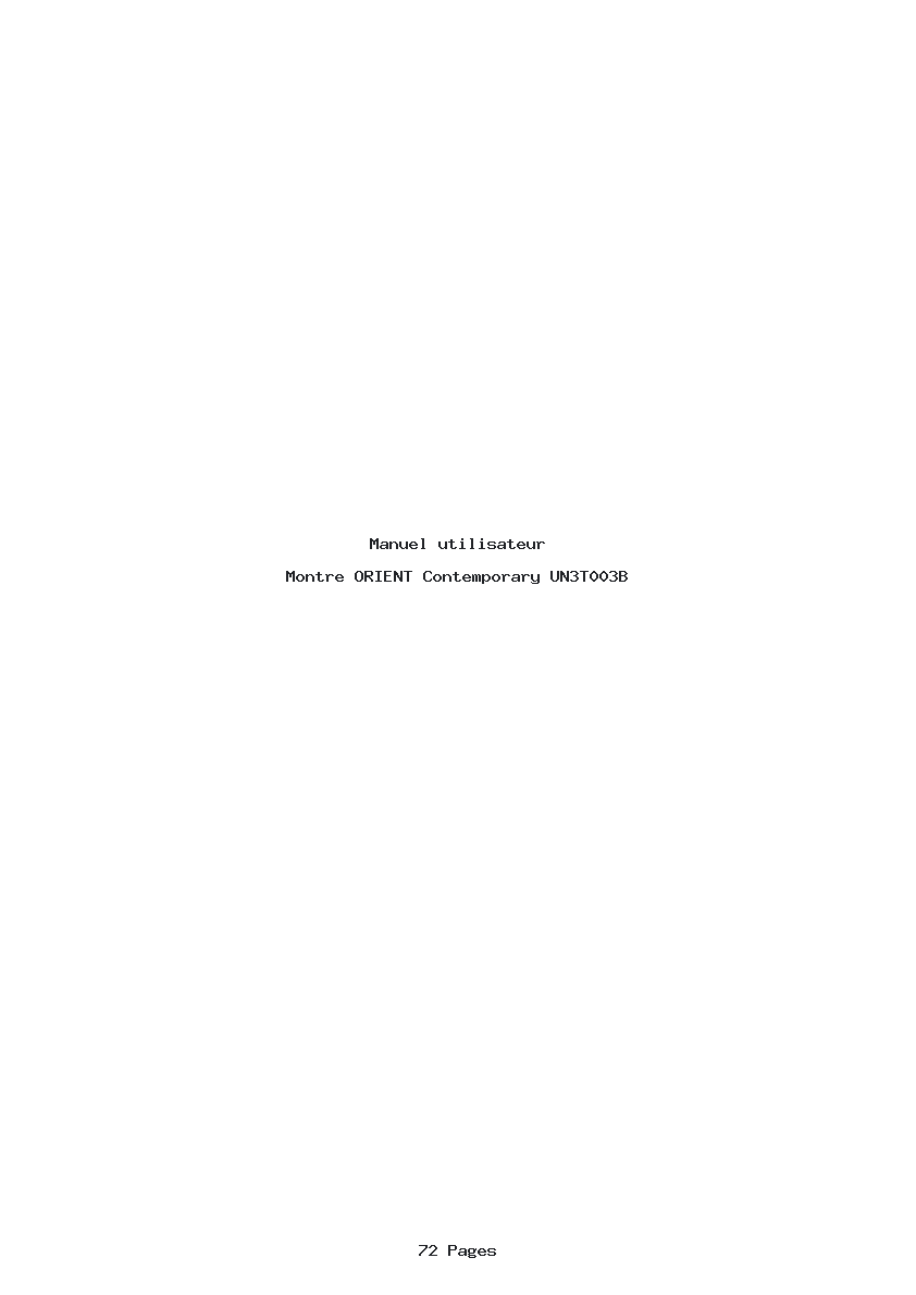 Page 1 de la notice Manuel utilisateur ORIENT Contemporary UN3T003B