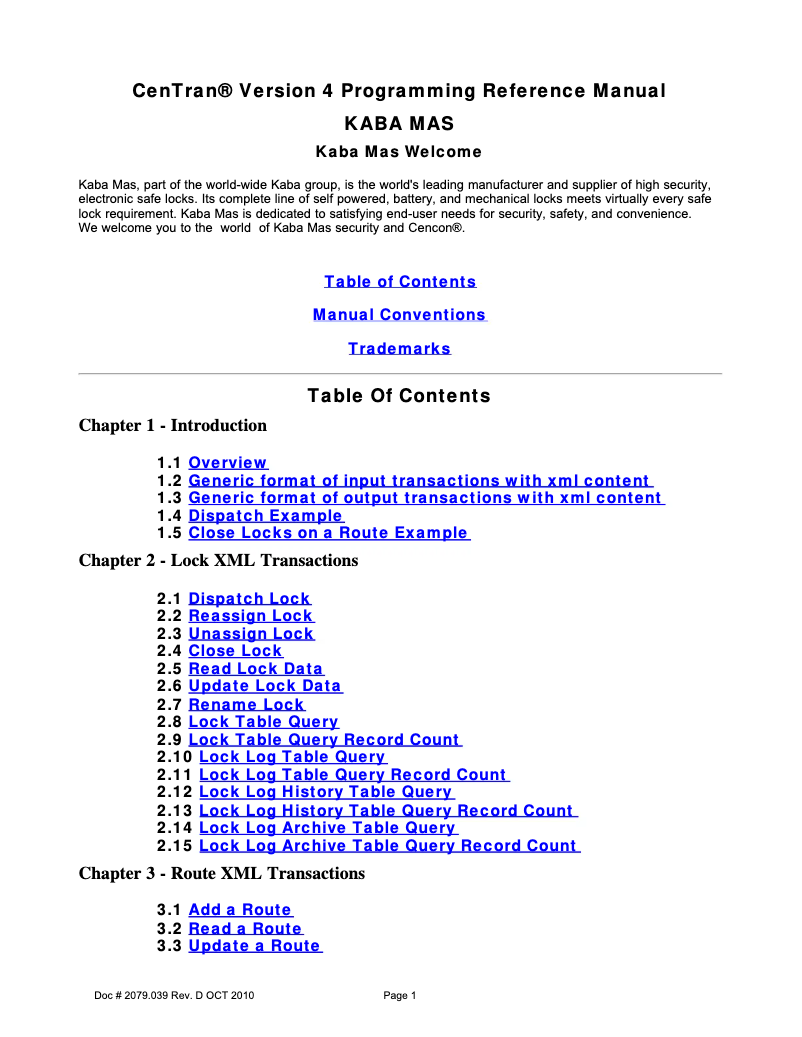 Page 1 de la notice Manuel utilisateur Dormakaba CenTran 4