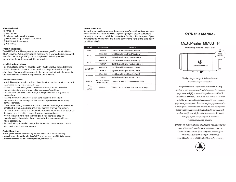 Page 1 de la notice Manuel utilisateur JL Audio MM80-HR