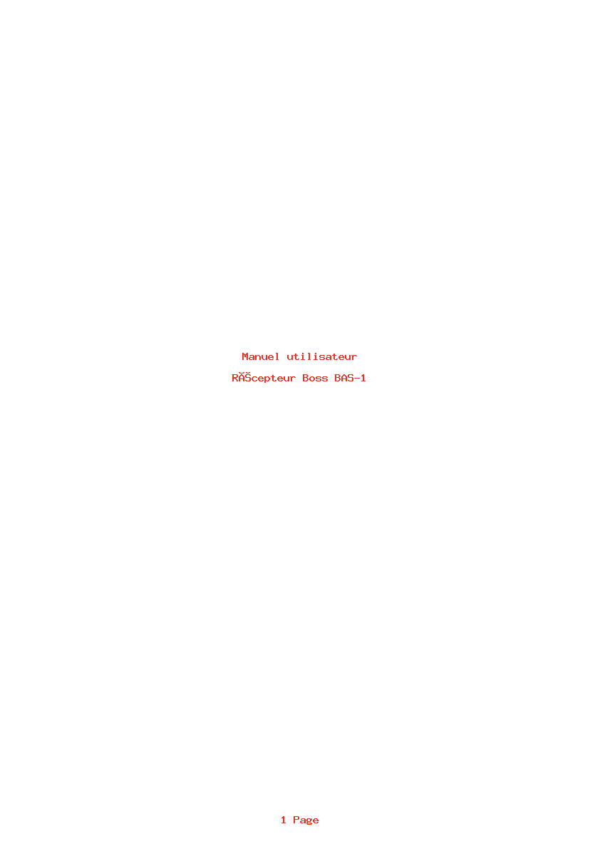 Page 1 de la notice Manuel utilisateur Boss BAS-1