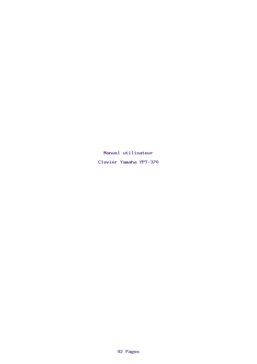 Page 1 de la notice Manuel utilisateur Yamaha YPT-370
