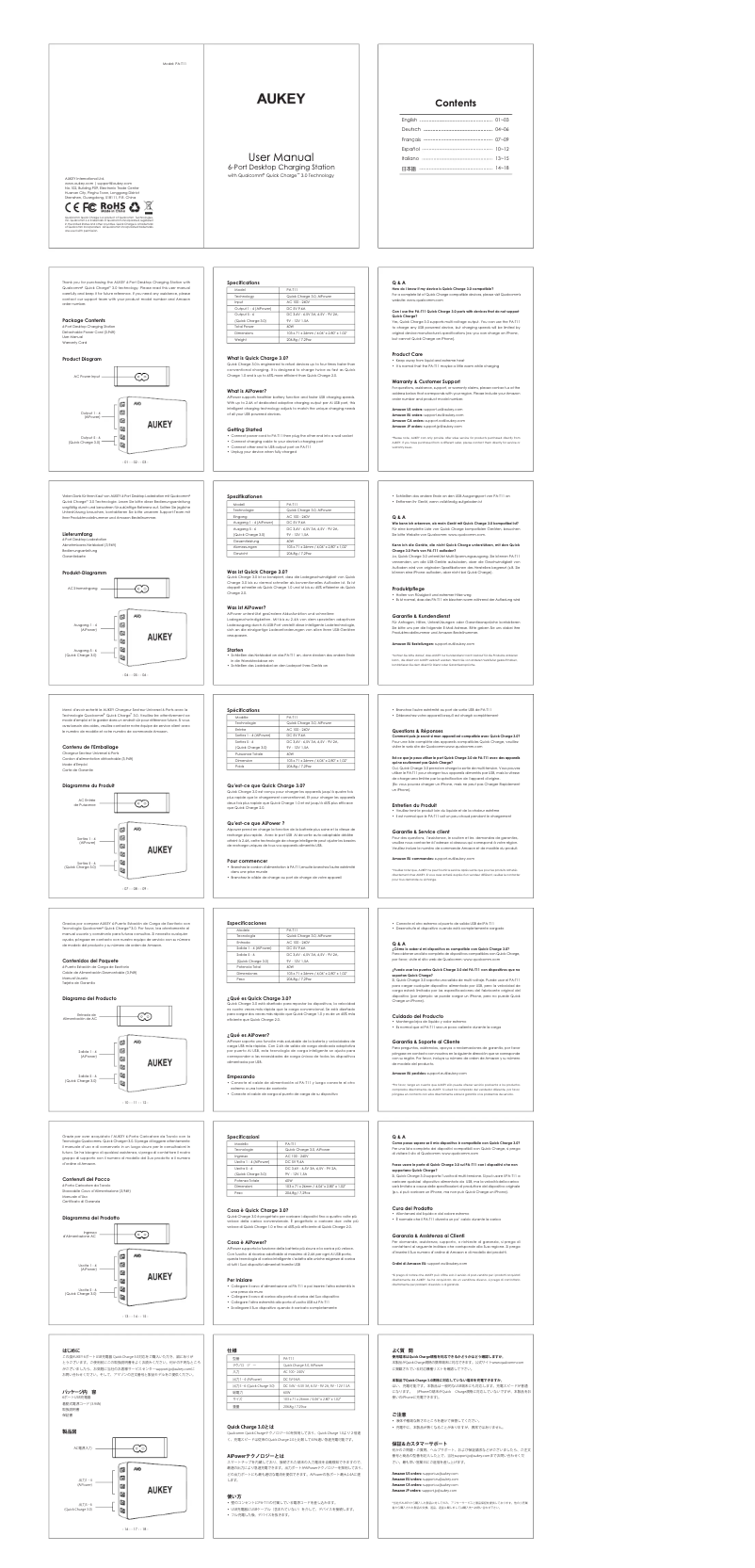 Page 1 of the manual User Manual Aukey PA-T11