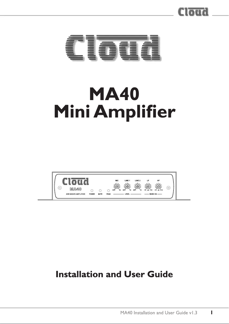 Page 1 de la notice Manuel utilisateur Cloud MA40