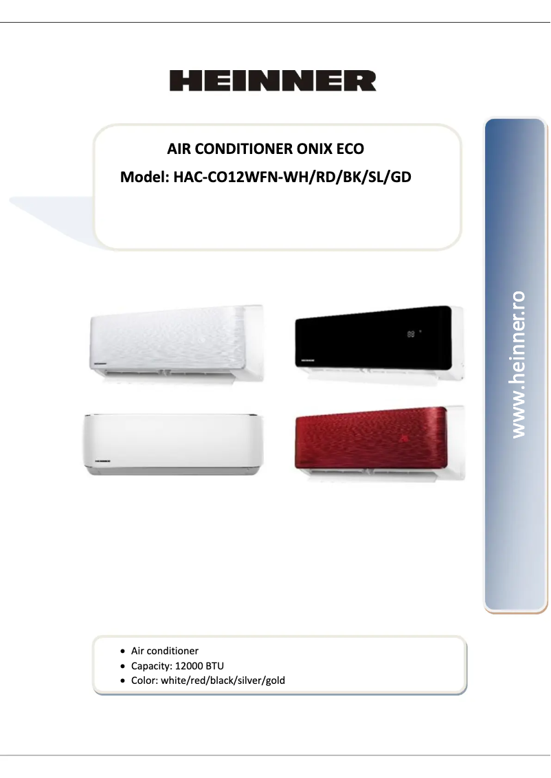 Page 1 de la notice Manuel utilisateur Heinner HAC-CO12WFN-GD