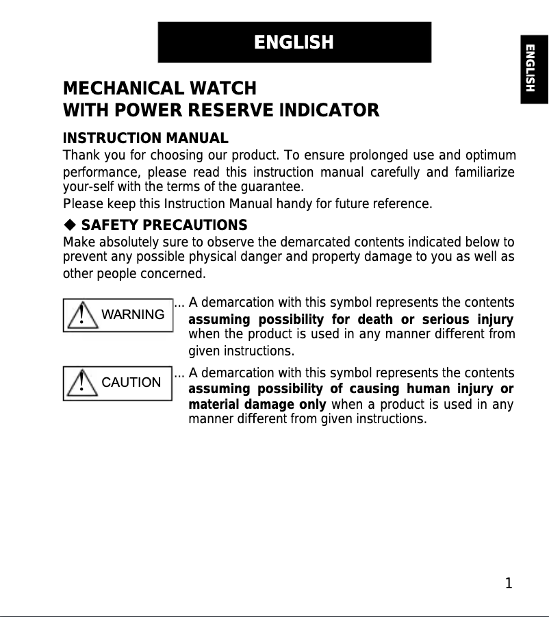 Page 1 de la notice Manuel utilisateur ORIENT Sports FM03002W