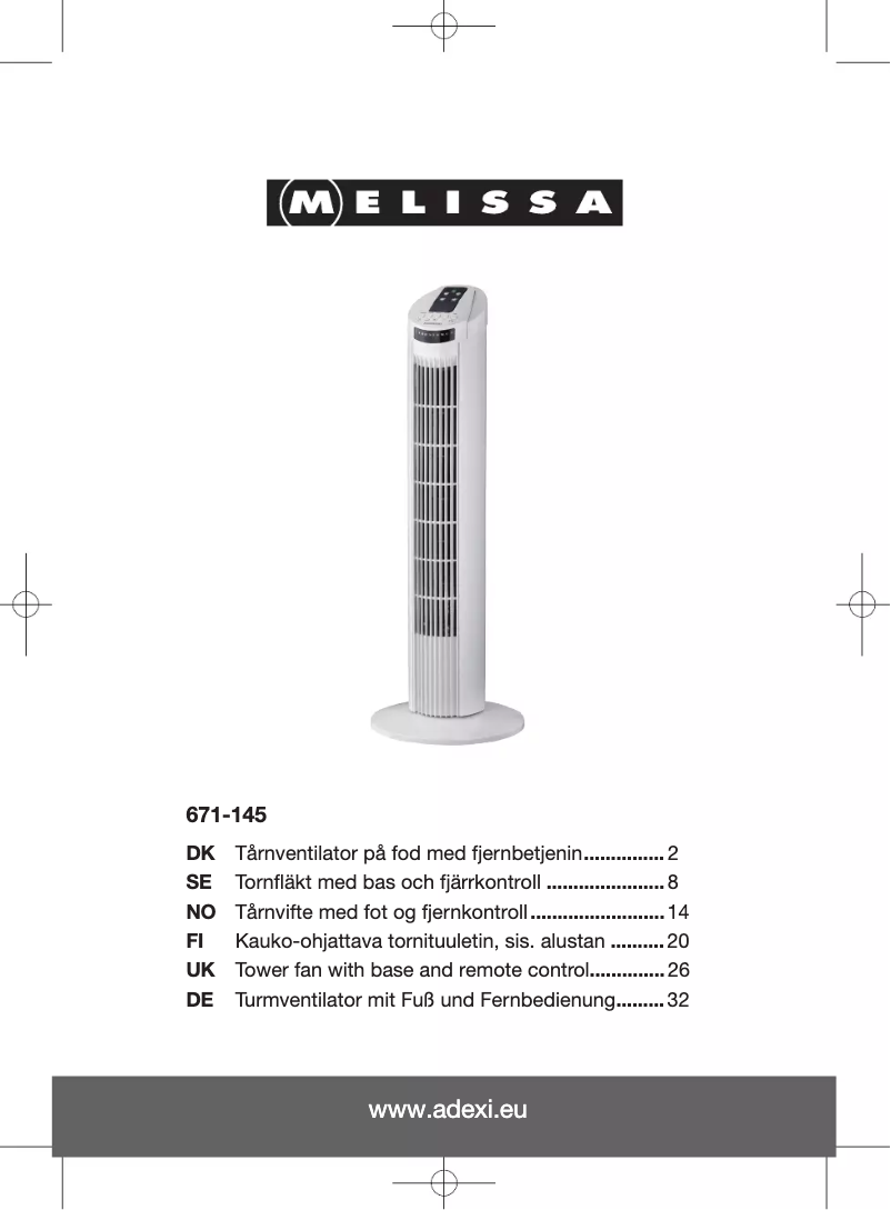 Page 1 de la notice Manuel utilisateur Melissa 671145