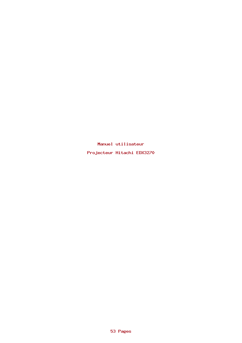 Page 1 de la notice Manuel utilisateur Hitachi EDX3270