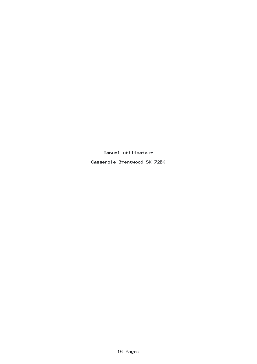Page 1 de la notice Manuel utilisateur Brentwood SK-72BK