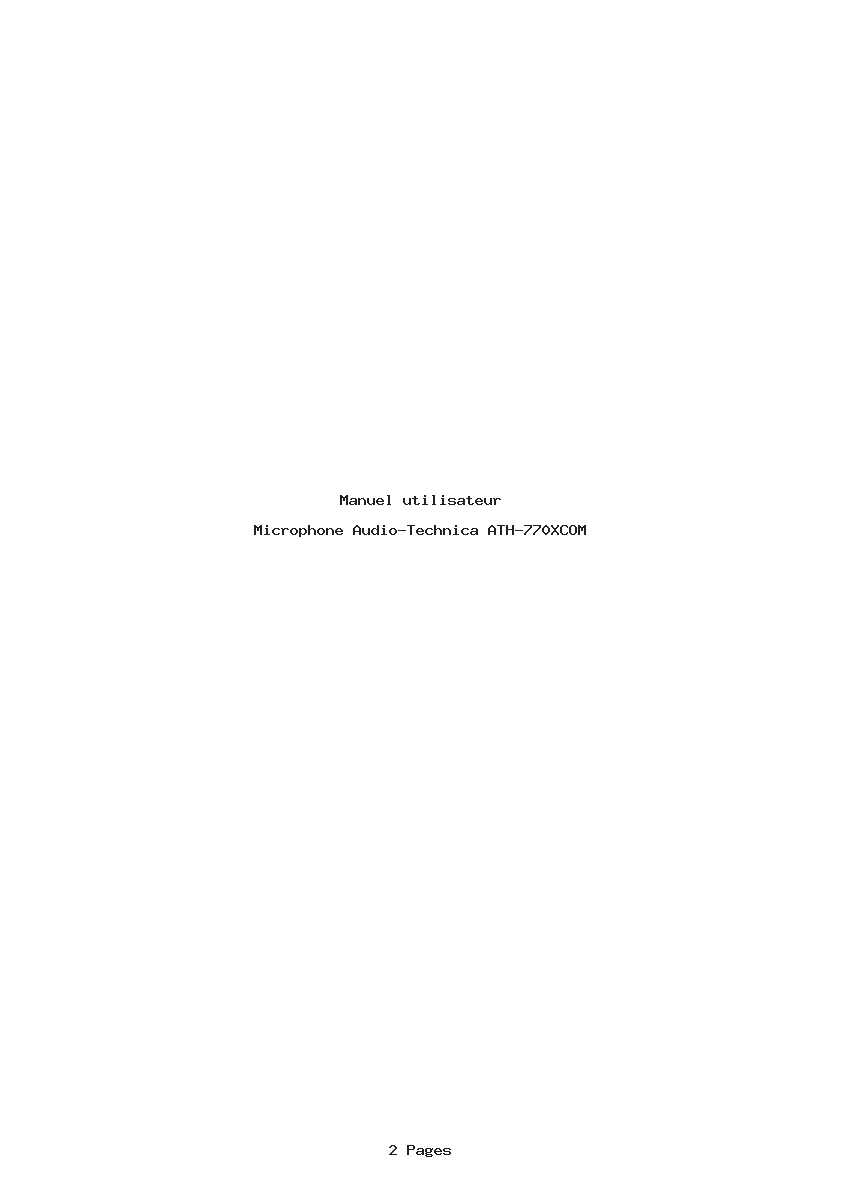 Page 1 de la notice Manuel utilisateur Audio-Technica ATH-770XCOM