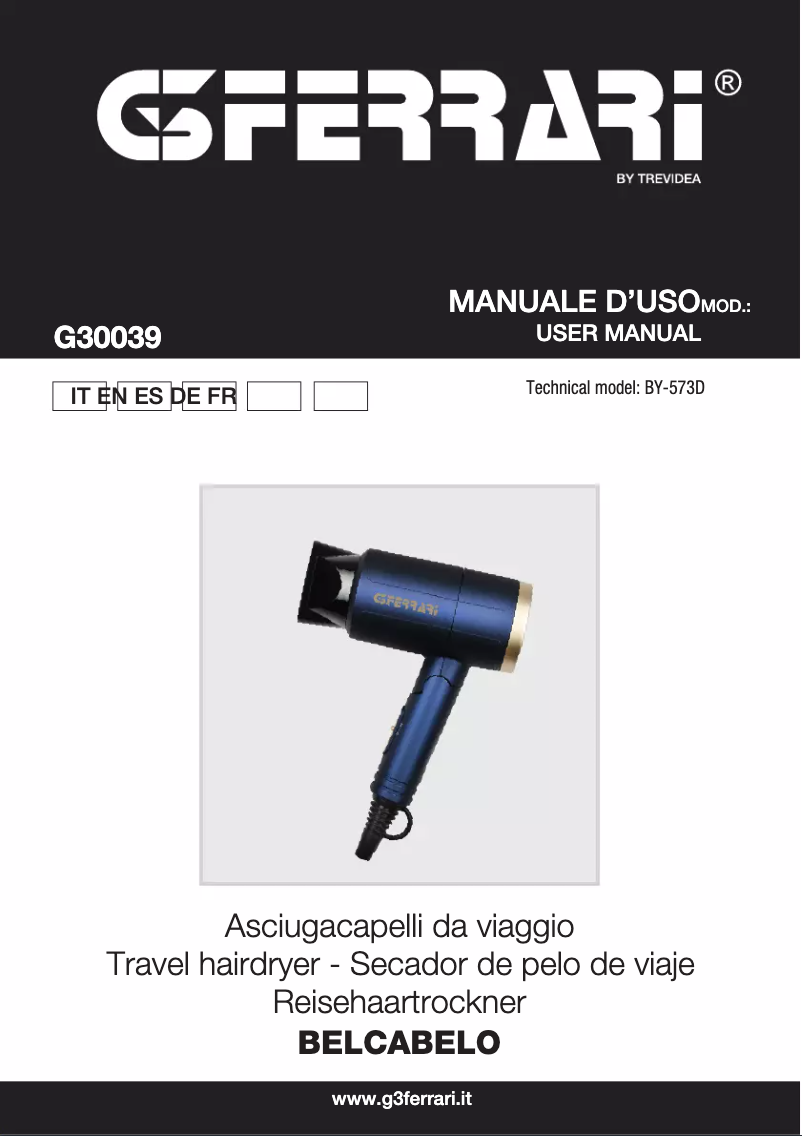 Page 1 of the manual User Manual G3 Ferrari Belcabelo G30039