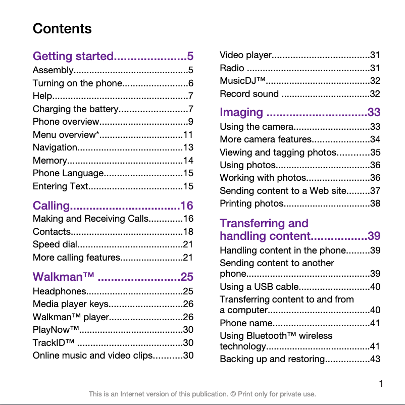 Image de la première page du manuel de l'appareil W995