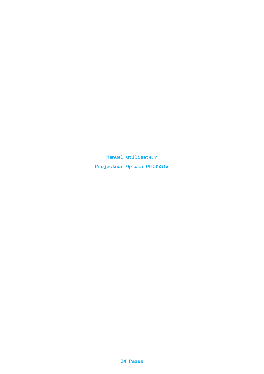 Page 1 de la notice Manuel utilisateur Optoma UHD35STx