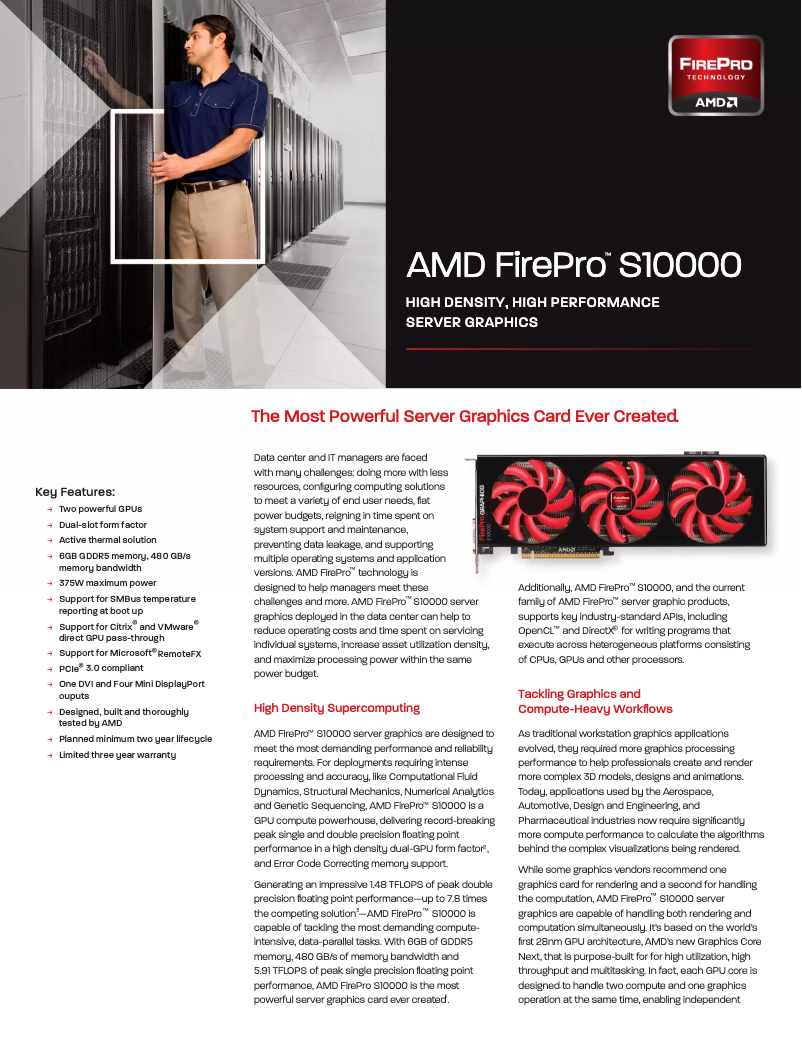 Page 1 de la notice Manuel utilisateur AMD FirePro S10000