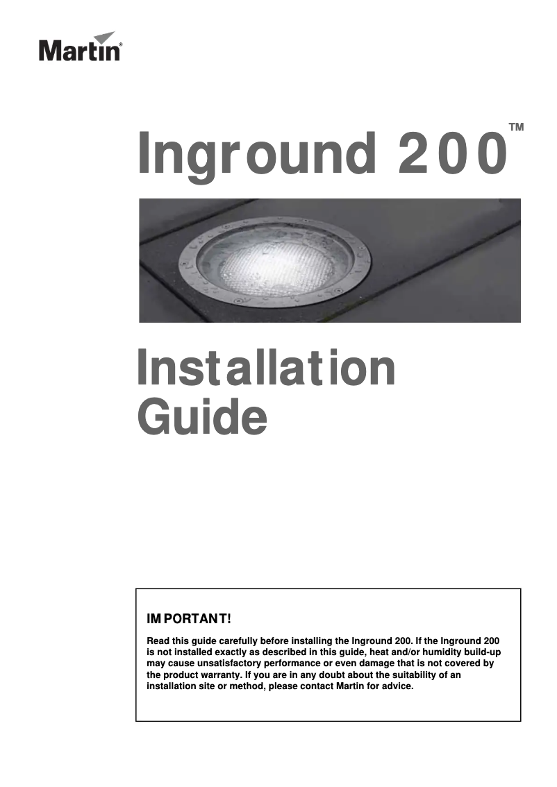 Page 1 de la notice Guide d'installation Martin Inground 200 Six Color