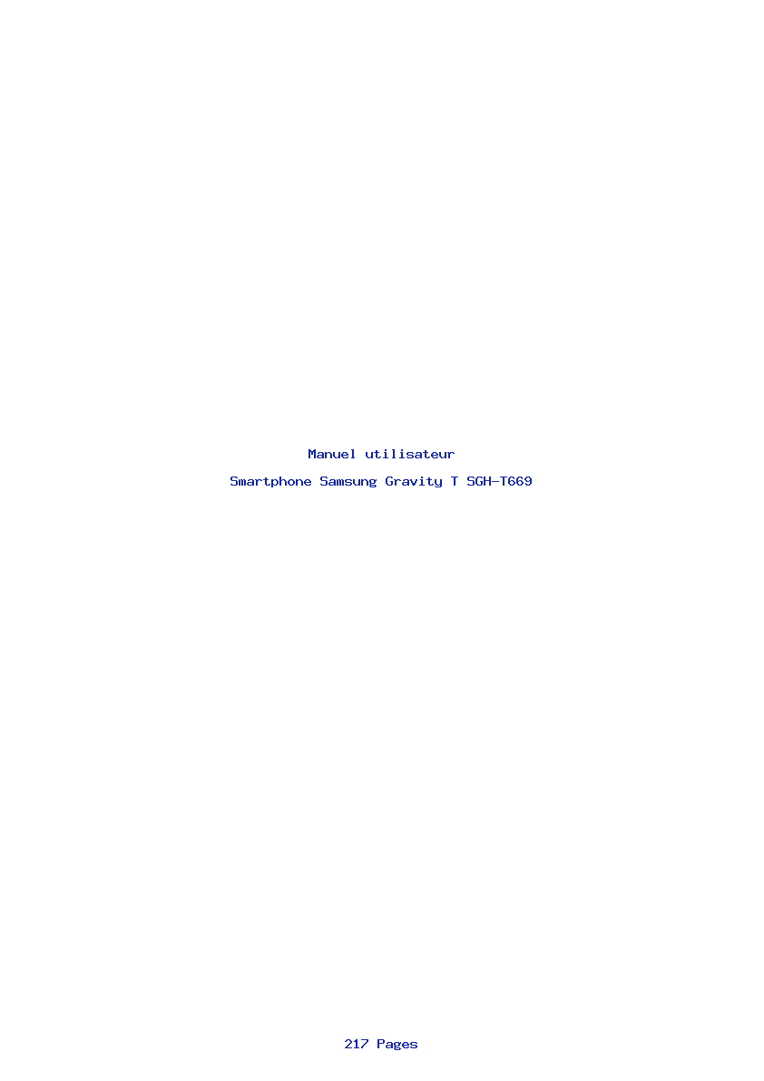Page 1 de la notice Manuel utilisateur Samsung Gravity T SGH-T669