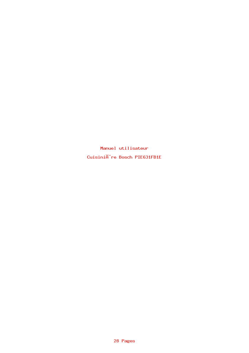Page 1 de la notice Manuel utilisateur Bosch PIE631FB1E