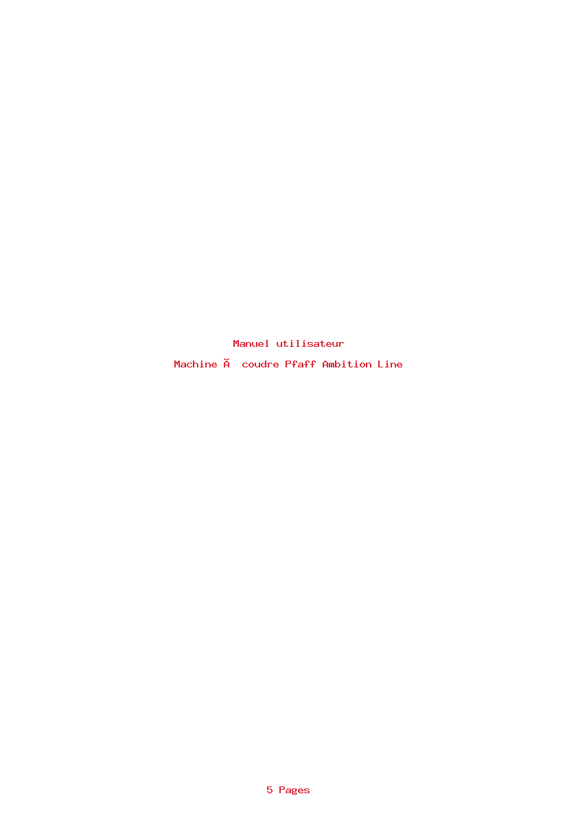 Page 1 de la notice Manuel utilisateur Pfaff Ambition Line