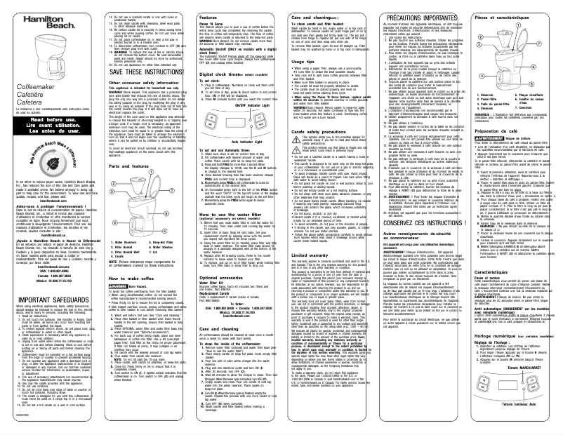 Page 1 of the manual User Manual Hamilton Beach 49317