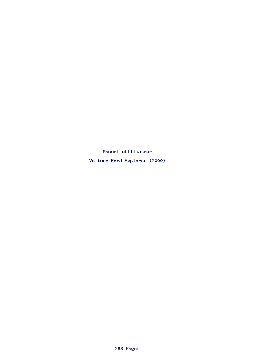 Page 1 de la notice Manuel utilisateur Ford Explorer (2000)