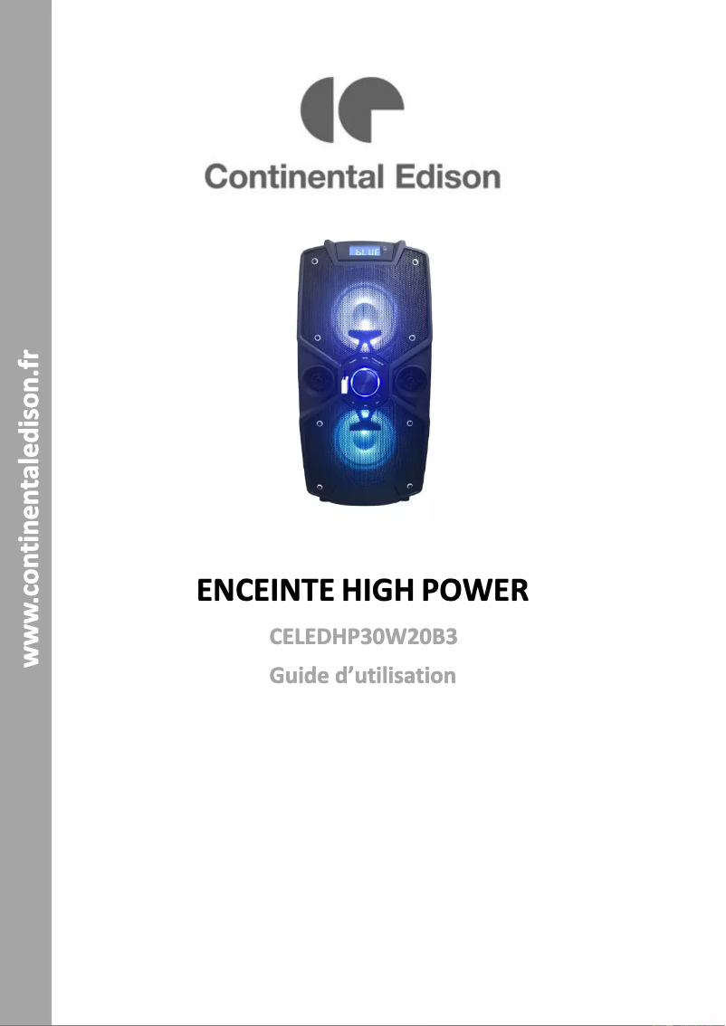 Page 1 de la notice Manuel utilisateur Continental Edison CELEDHP30W20B3