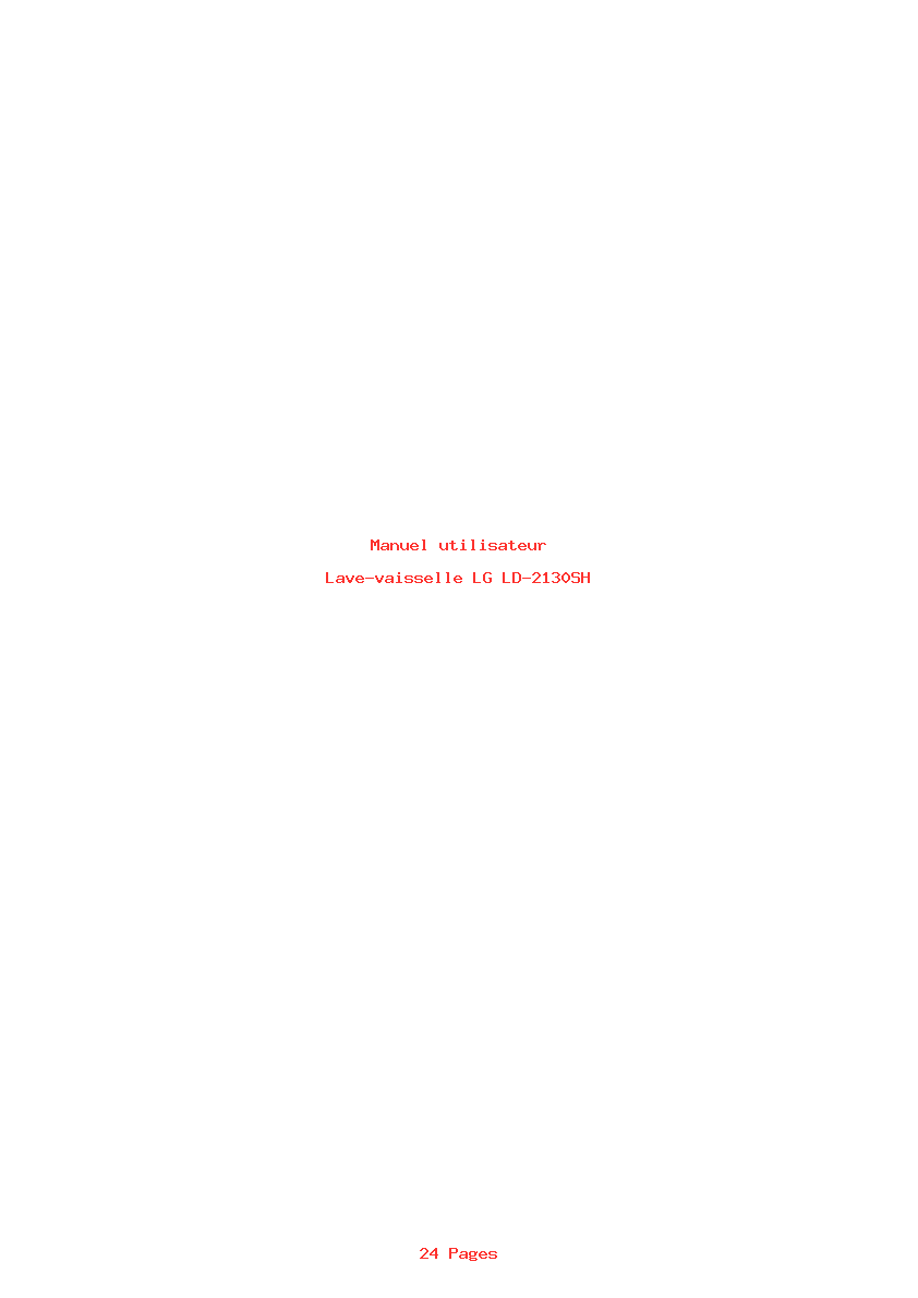 Page 1 de la notice Manuel utilisateur LG LD-2130SH