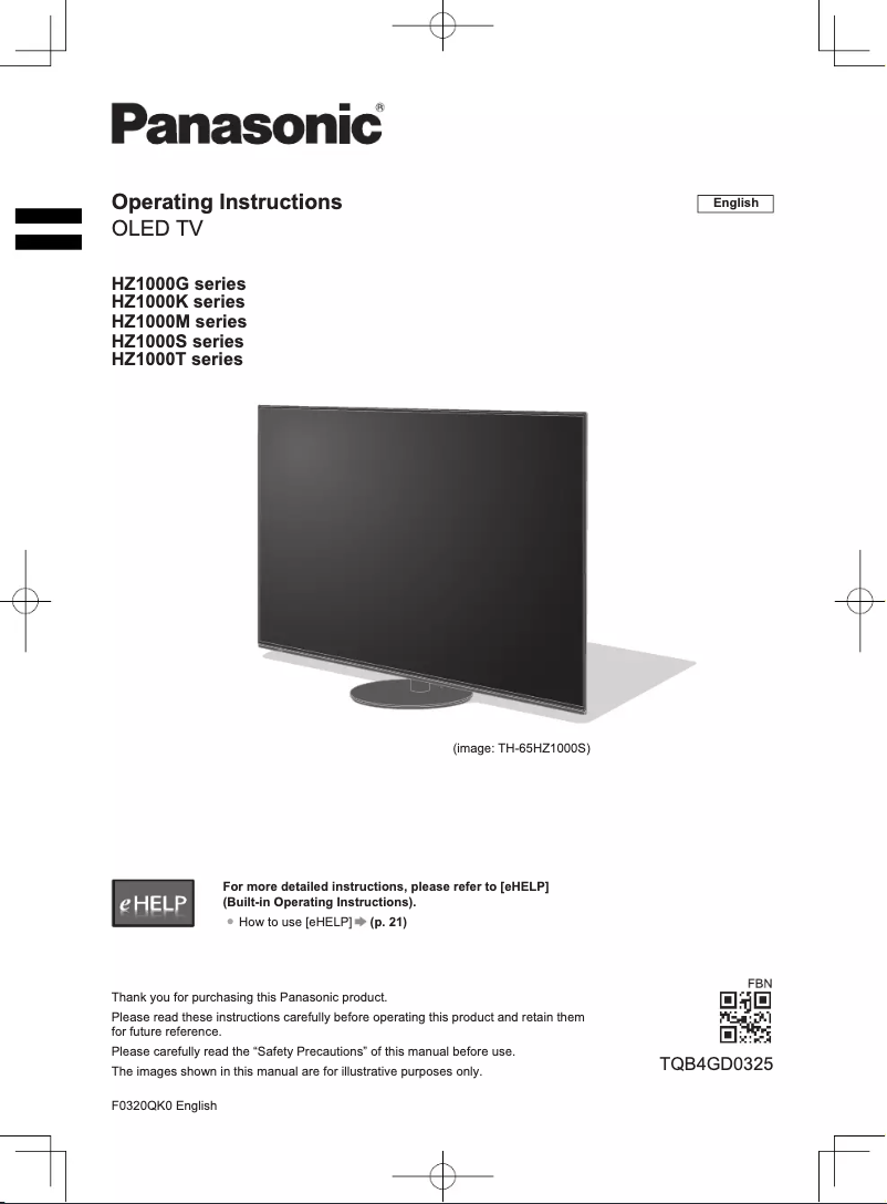 Page 1 of the manual User Manual Panasonic TH-55HZ1000M
