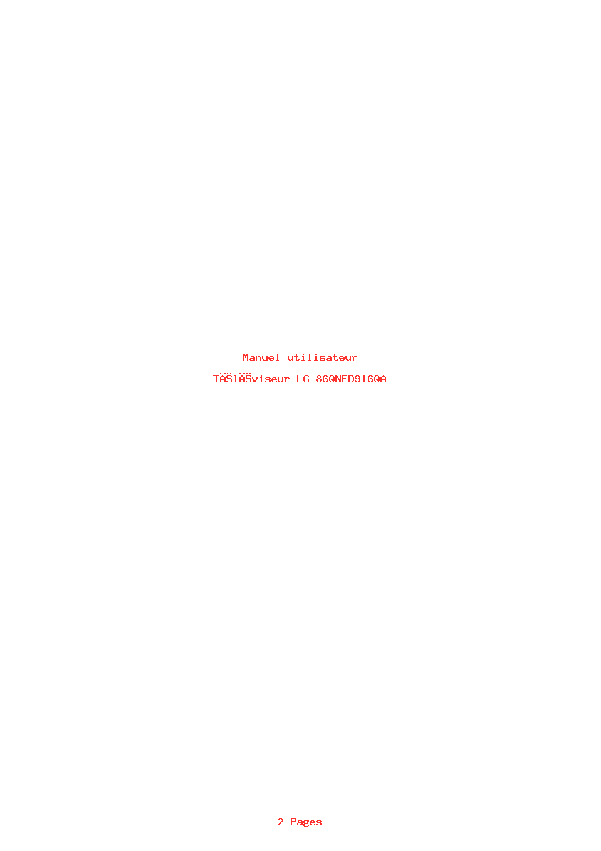 Page 1 de la notice Manuel utilisateur LG 86QNED916QA
